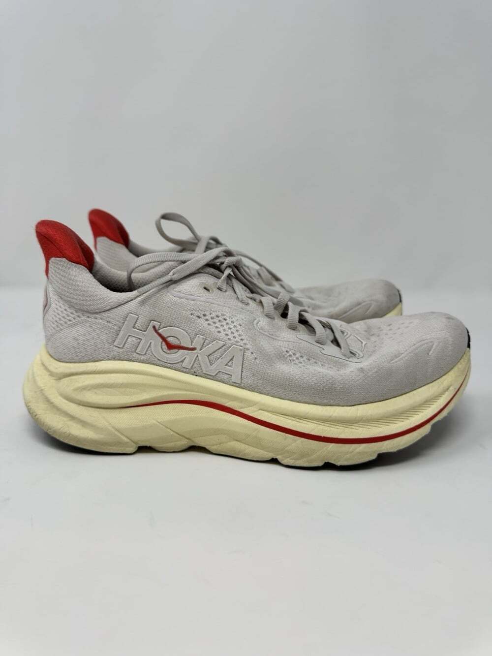 Hoka One One- Clifton 10 Running Shoes, Stucco / Cerise Women's Size 7.5 B - Picture 2 of 9